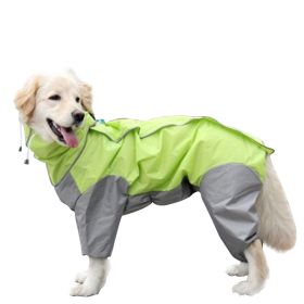 A Raincoat for all small and large dogs; Pet raincoat Medium large dog Golden hair Samo Alaska waterproof four foot raincoat Dog hooded raincoat (colour: Fluorescent green, size: 22)