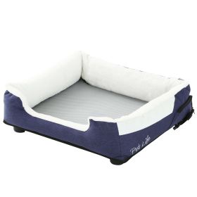 Pet Life "Dream Smart" Electronic Heating and Cooling Smart Pet Bed (Color: navy, size: medium)