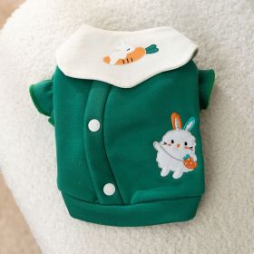 Dog Carrot Rabbit Lapel Sweater Thin Clothes (Option: Green Bunny-XL)